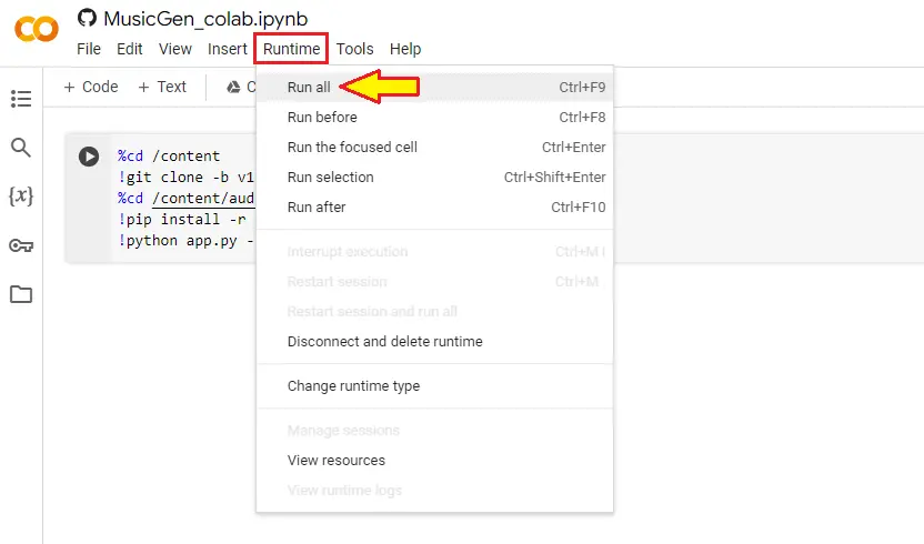 musicgen google colab notebook